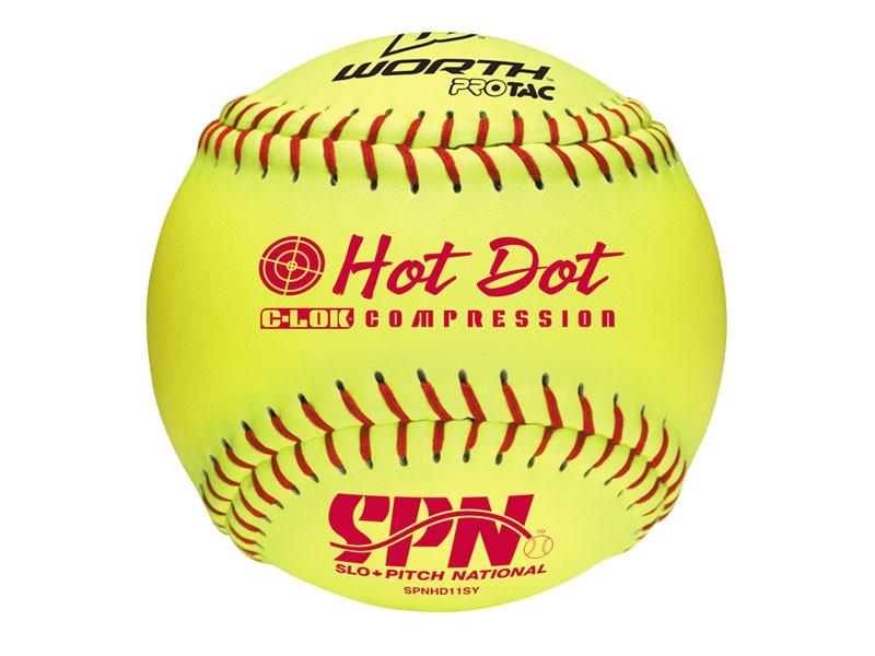 Worth 11" Female Slow-Pitch Hot Dot Softball - Maltby Sports