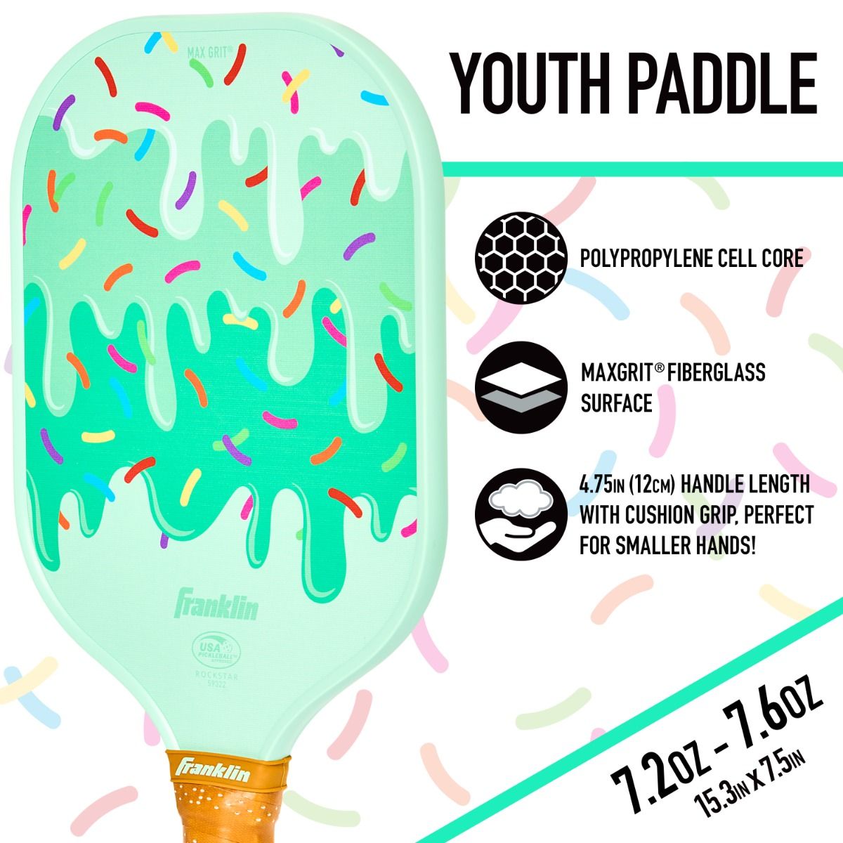 Franklin Youth Rockstar Pickleball Paddle - Ice Cream - Maltby Sports
