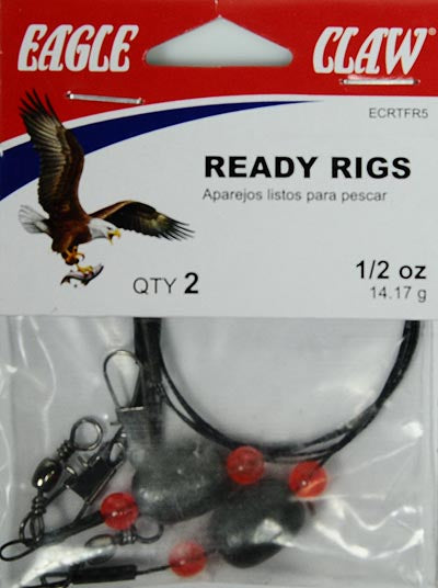 Eagle Claw Ready Rig, Black, 1/2 oz. Sinker - Maltby Sports