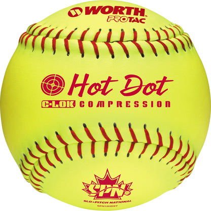 Worth 11" Female Slow-Pitch Hot Dot Softball - Maltby Sports