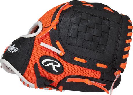 Rawlings Players Black and Orange RHT Youth Baseball Glove - Maltby Sports